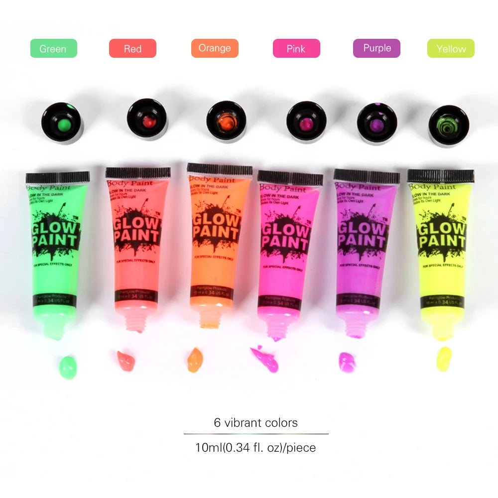 24 Tubes Glow in the Dark Face & Body Paint R4539