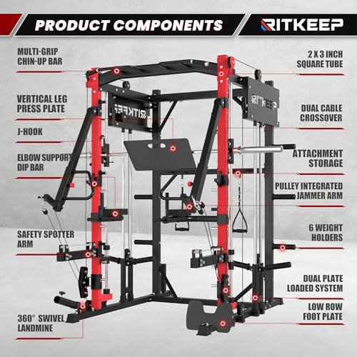 Smith Machine with Adjustable Weight Bench and Pulley System S414