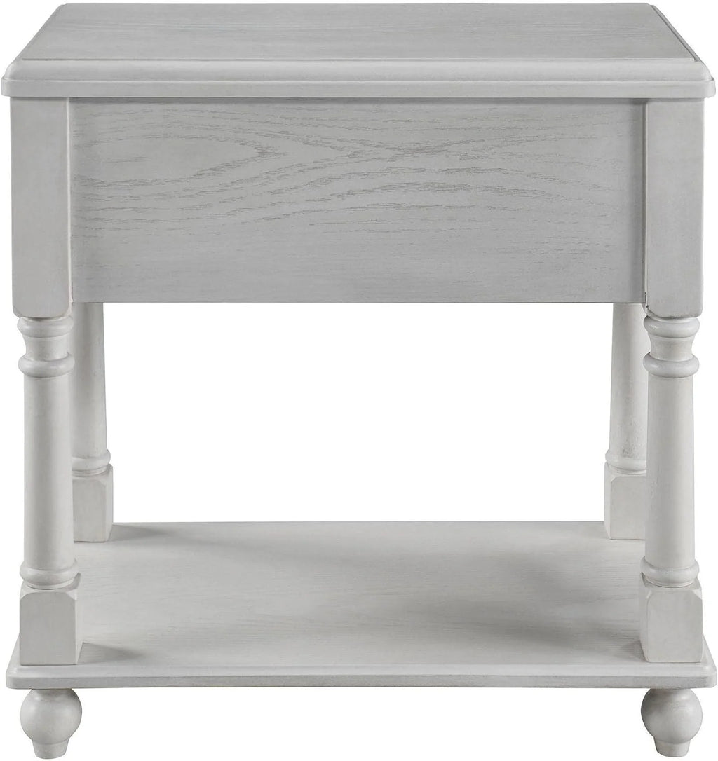 Narrow 2 Tier Solid Wood End Table with Drawer M788748