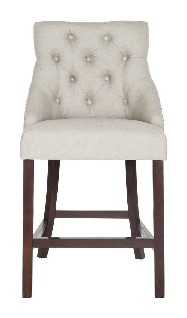 Light Grey Tufted Wing Back Counter Stool H21246