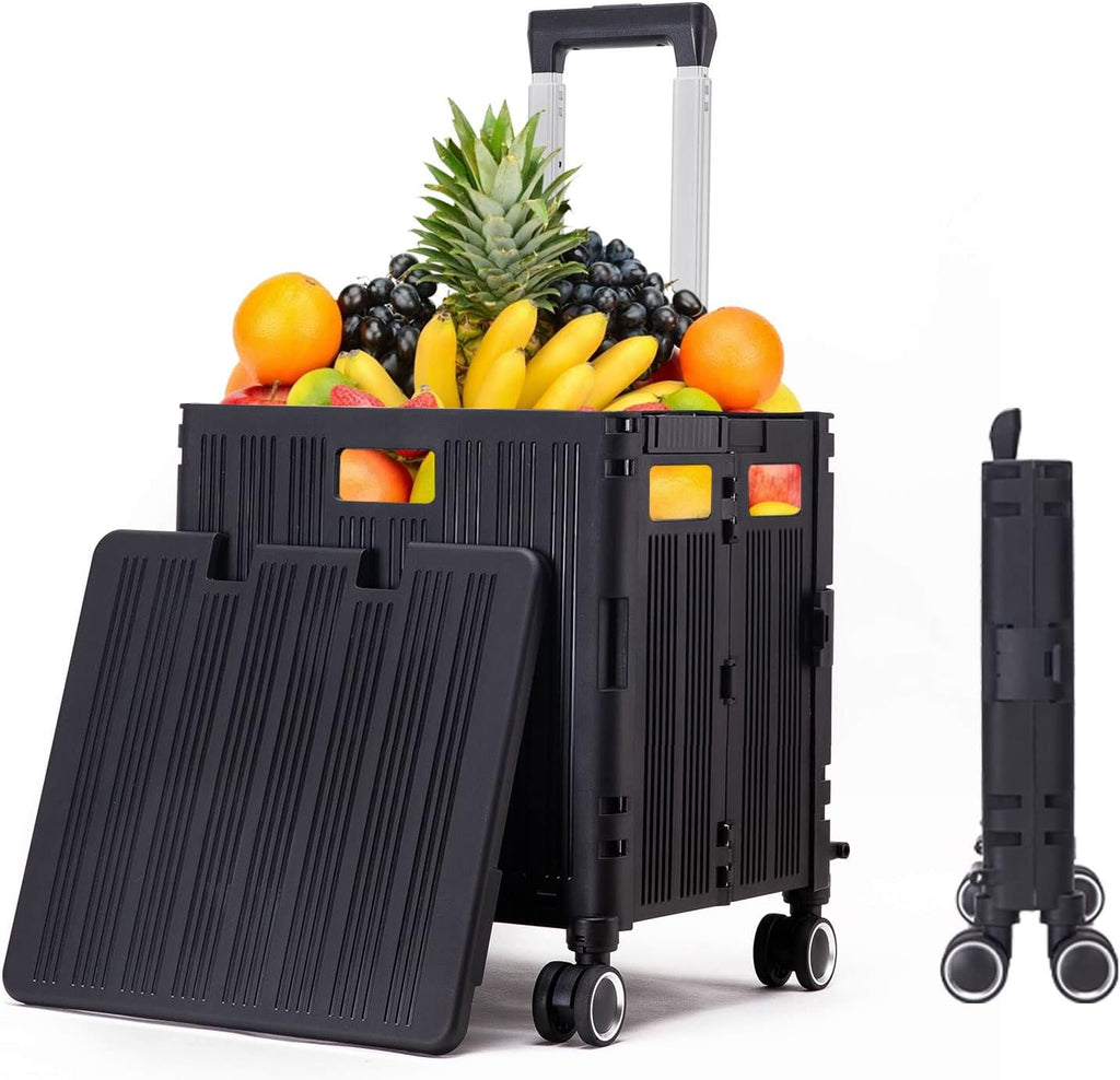Collapsible 4 Wheel Rolling Utility Cart, 65 Liter, Black, Pack of 2 L32818
