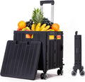 Collapsible 4 Wheel Rolling Utility Cart, 65 Liter, Black, Pack of 2 L32818