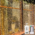 300 LED Battery Operated Curtain Lights with Remote Timer Warm White Y1417