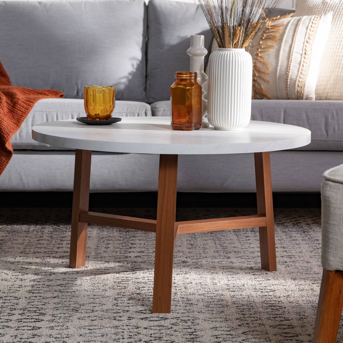 Round Faux Marble Top Coffee Table F984