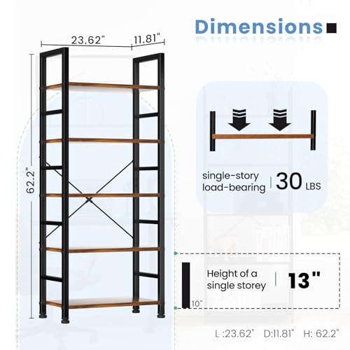 5 Tier Black Bookcase Set of 2 C880