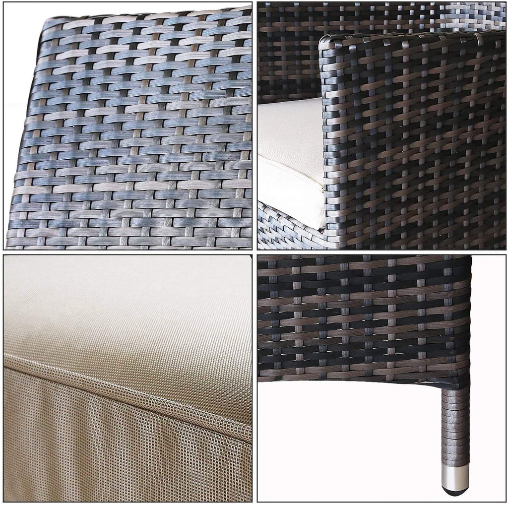 7 Pcs Wicker Patio Dining Set with Umbrella Hole Z2614
