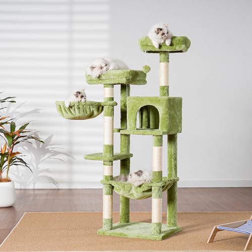 56 inches Smoky Gray Cat Tree with Scratching Posts E193144
