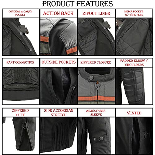 Burnt Orange Leather and Textile Armored Motorcycle Jacket X40925