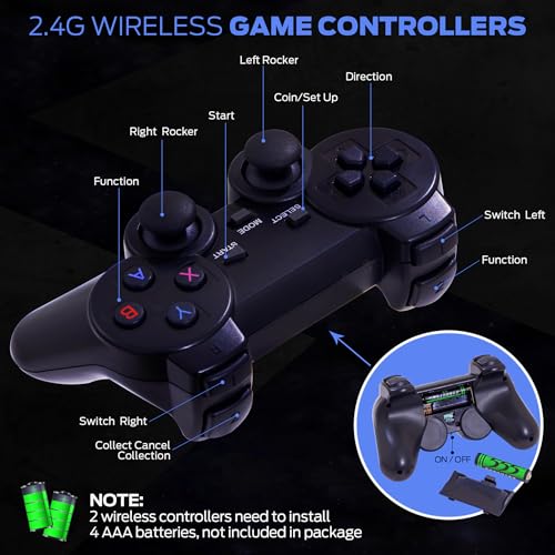Wireless Retro Game Console with 25000+ Built-in Games, 4K HDMI Output, 2.4GHz Wireless Controller (Red) S322