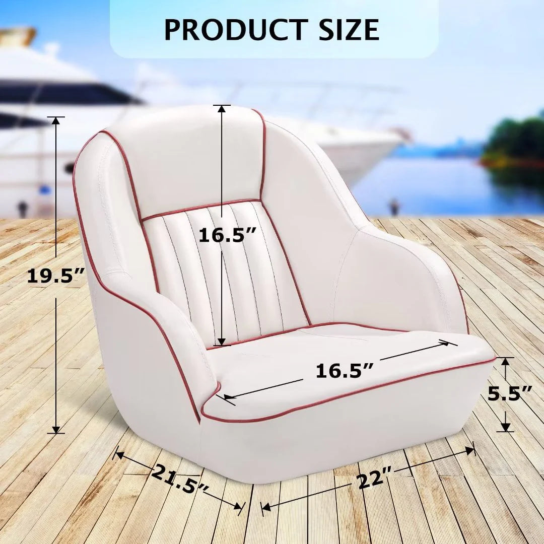 White/Red Pontoon Boat Captains Bucket Seat U320755