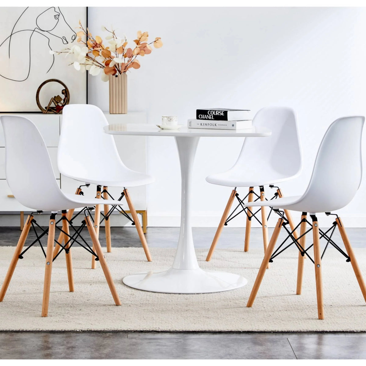 Square 5-Piece Dining Table Set with 4 Chairs E963651