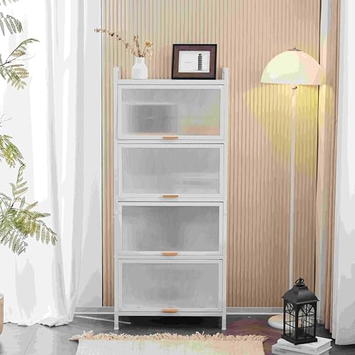 White 5 Shelf Cabinet with Door and Shelves D1114