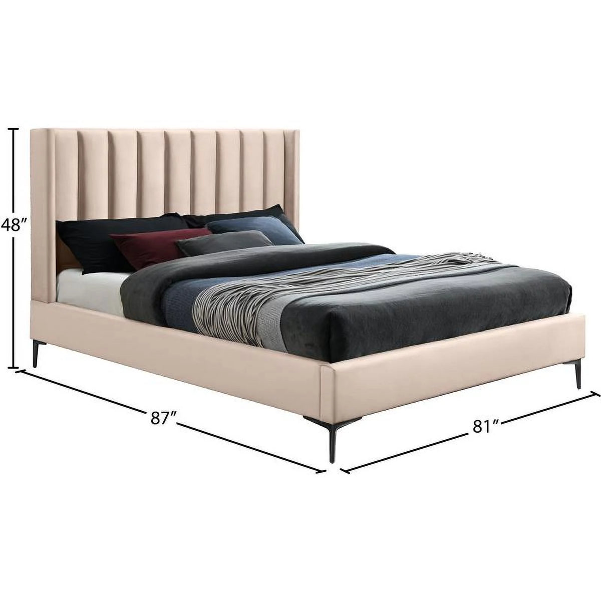 Pink Velvet King Bed A8730