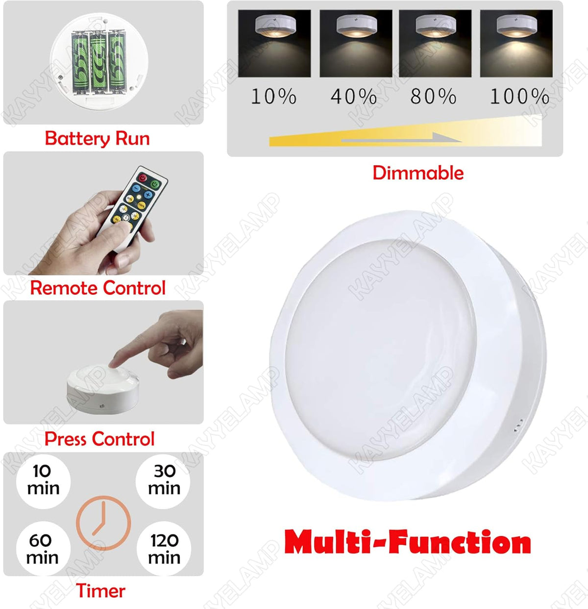 2-Lights Battery Run Remote Control Cordless Dimmable Wall Lighting Fixture X32470