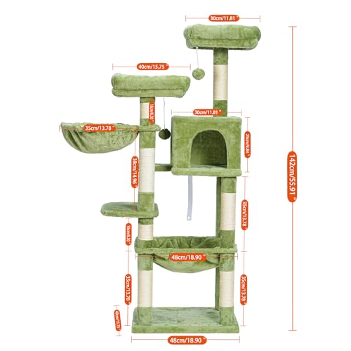 56 inches Smoky Gray Cat Tree with Scratching Posts E193144