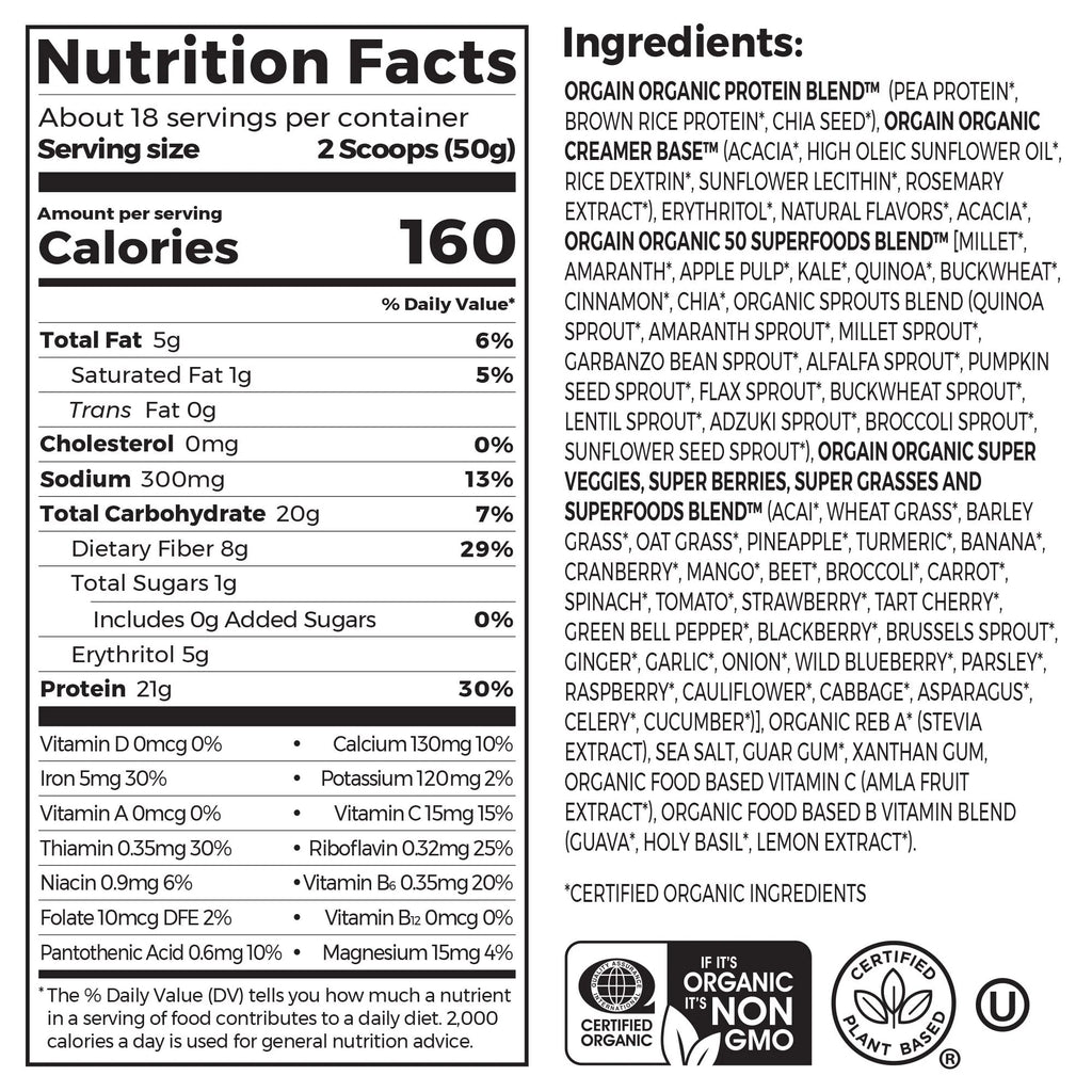 Vanilla Bean 21g Protein Plant Based Protein Powder Y7290