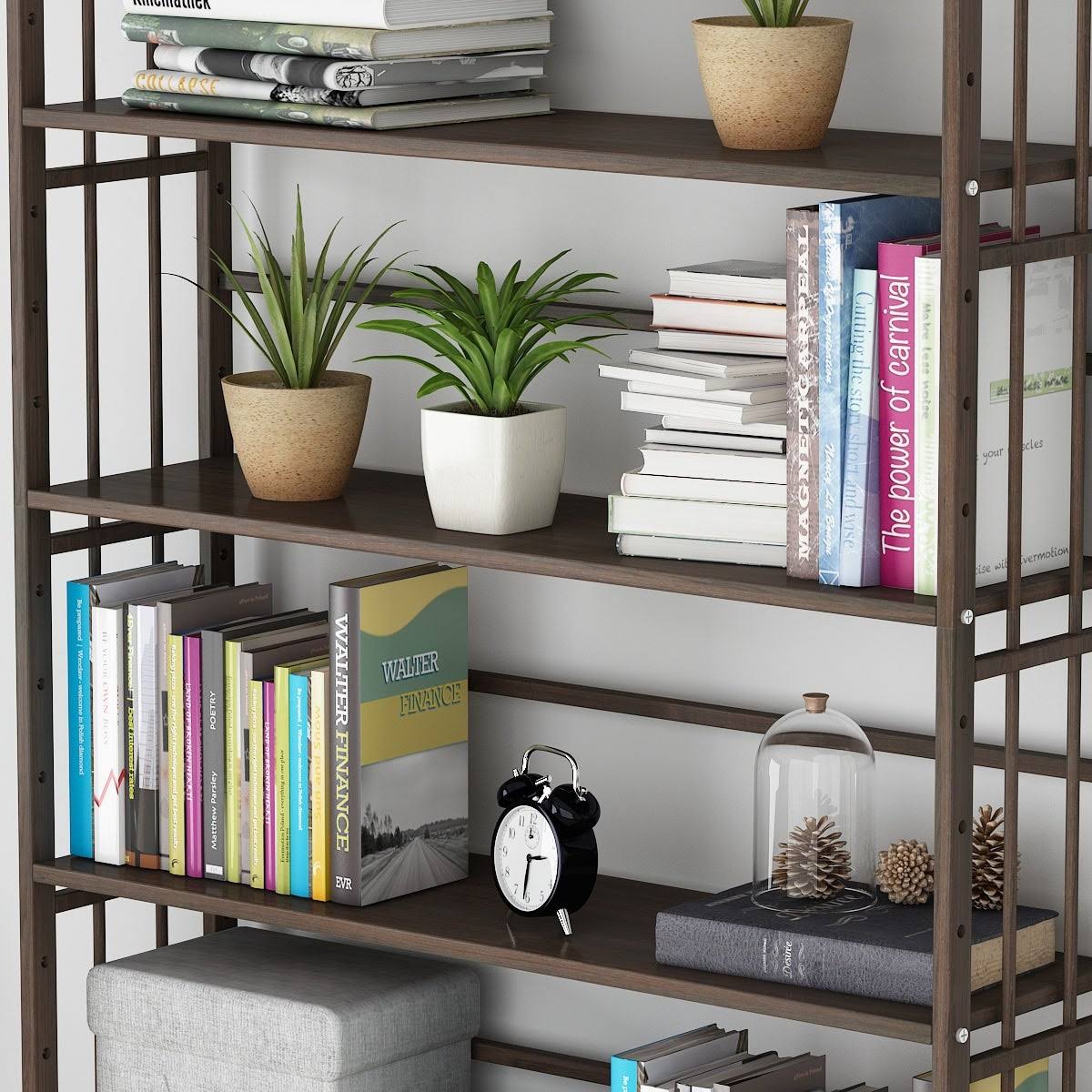 Solid Wood Etagere Bookcase Bookshelf V642522