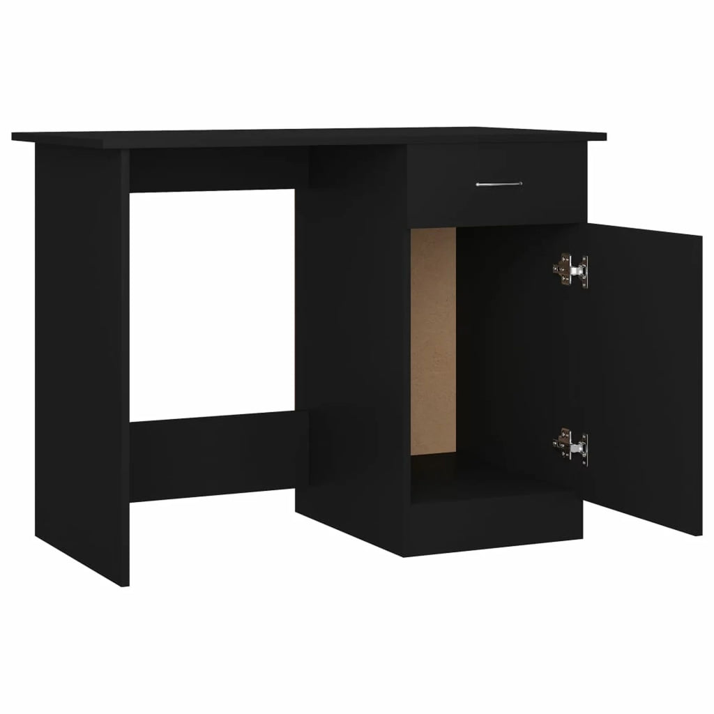 Black Computer Desk with Storage Drawer and Door Cabinet Q6581
