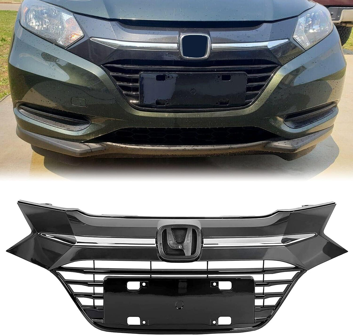 Chrome Glossy Black Front Upper Bumper Grille Assembly R1957