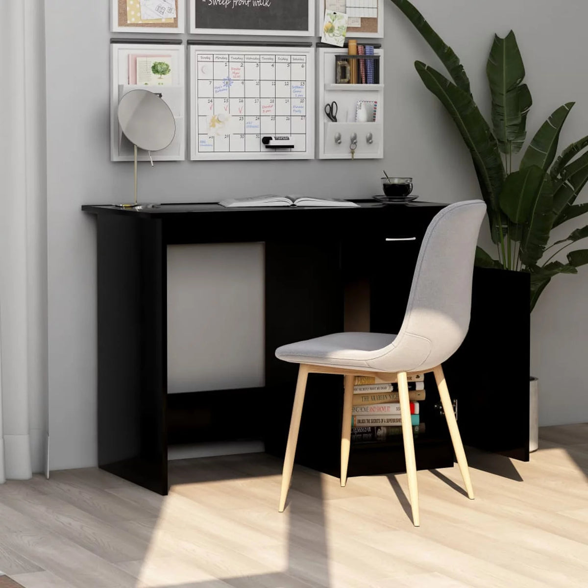 Black Computer Desk with Storage Drawer and Door Cabinet Q6581