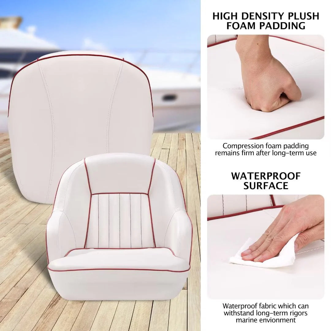 White/Red Pontoon Boat Captains Bucket Seat U320755