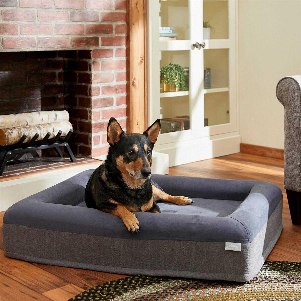 Orthopedic Rectangular Bolster Cat Dog Bed with Removable Cover M87342