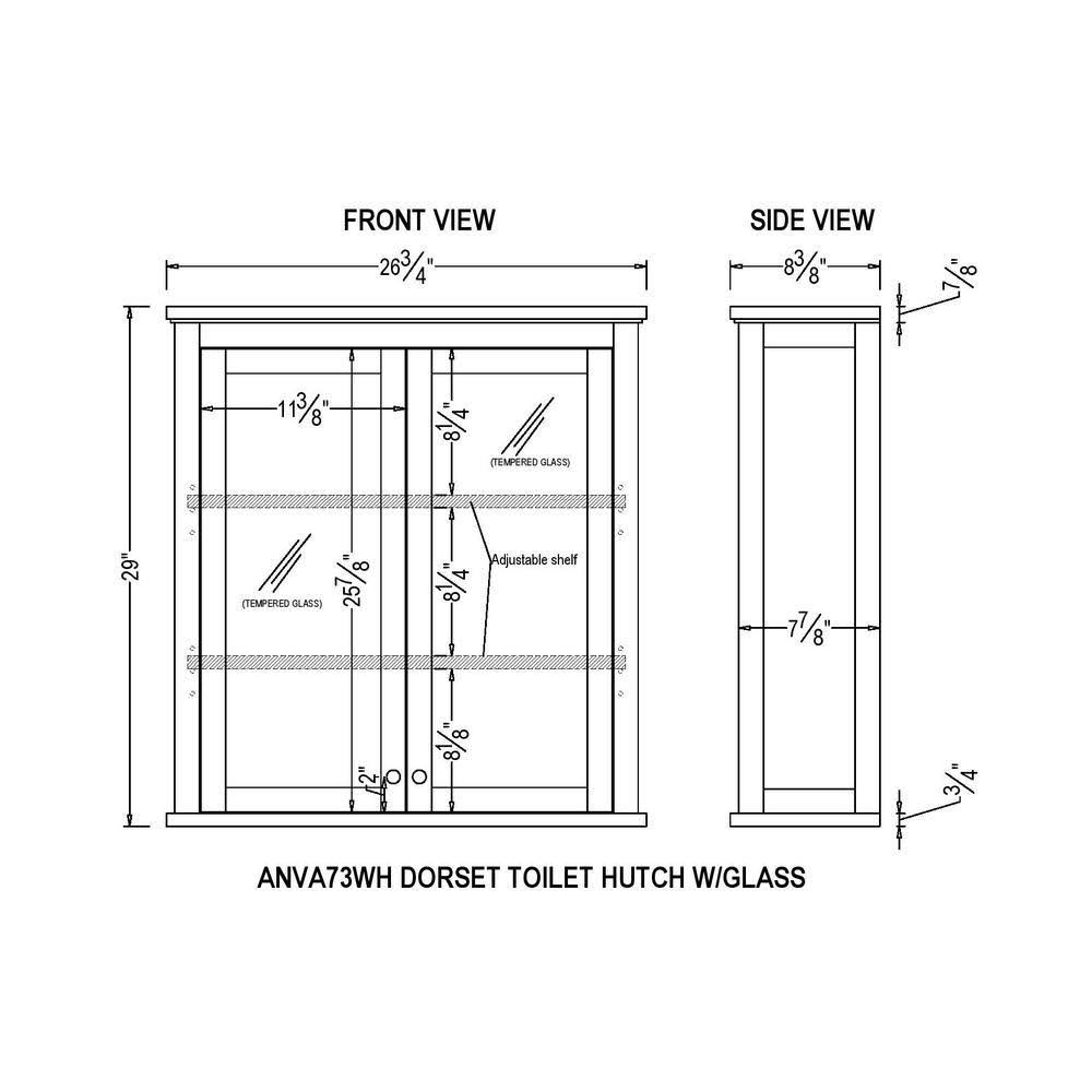 Wall Mounted Bath Storage Cabinet with Glass Cabinet Doors Z443085