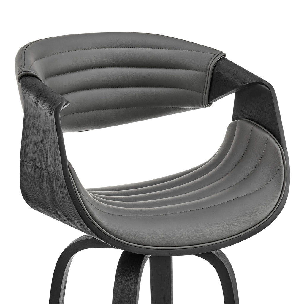 Gray and Black Swivel Counter Stool with Leatherette Bucket Seat F248