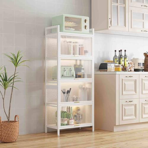 White 5 Shelf Cabinet with Door and Shelves D1114
