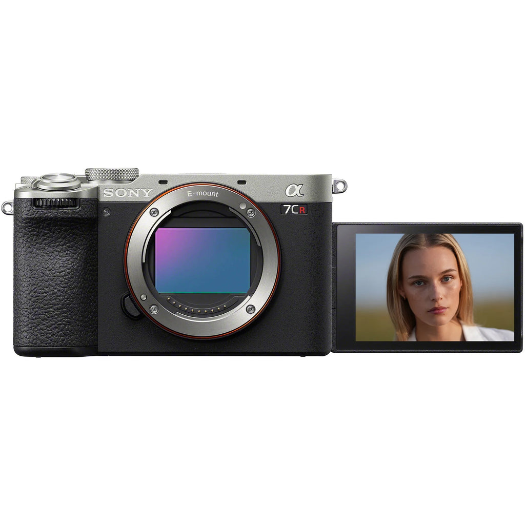 Silver Full Frame Mirrorless Interchangeable Lens Hybrid Camera Body with Photography Bag Case, Extra Battery, Charger, Tripod N30366