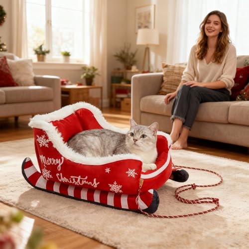 Christmas Themed Pet Sleigh Bed M3962