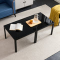 Coffee Table Set of 2 Black Tempered Glass Y40130