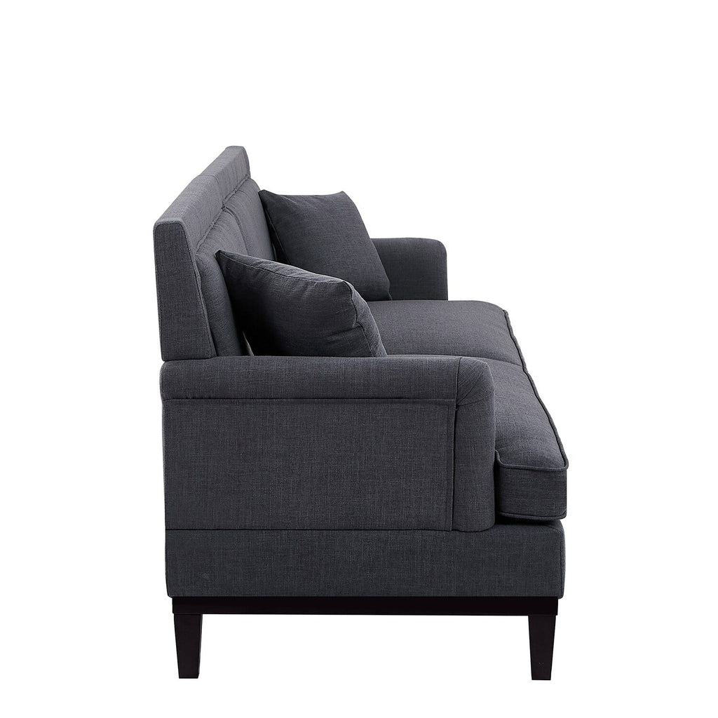 Grey Upholstered Sofa with Wooden Legs S676