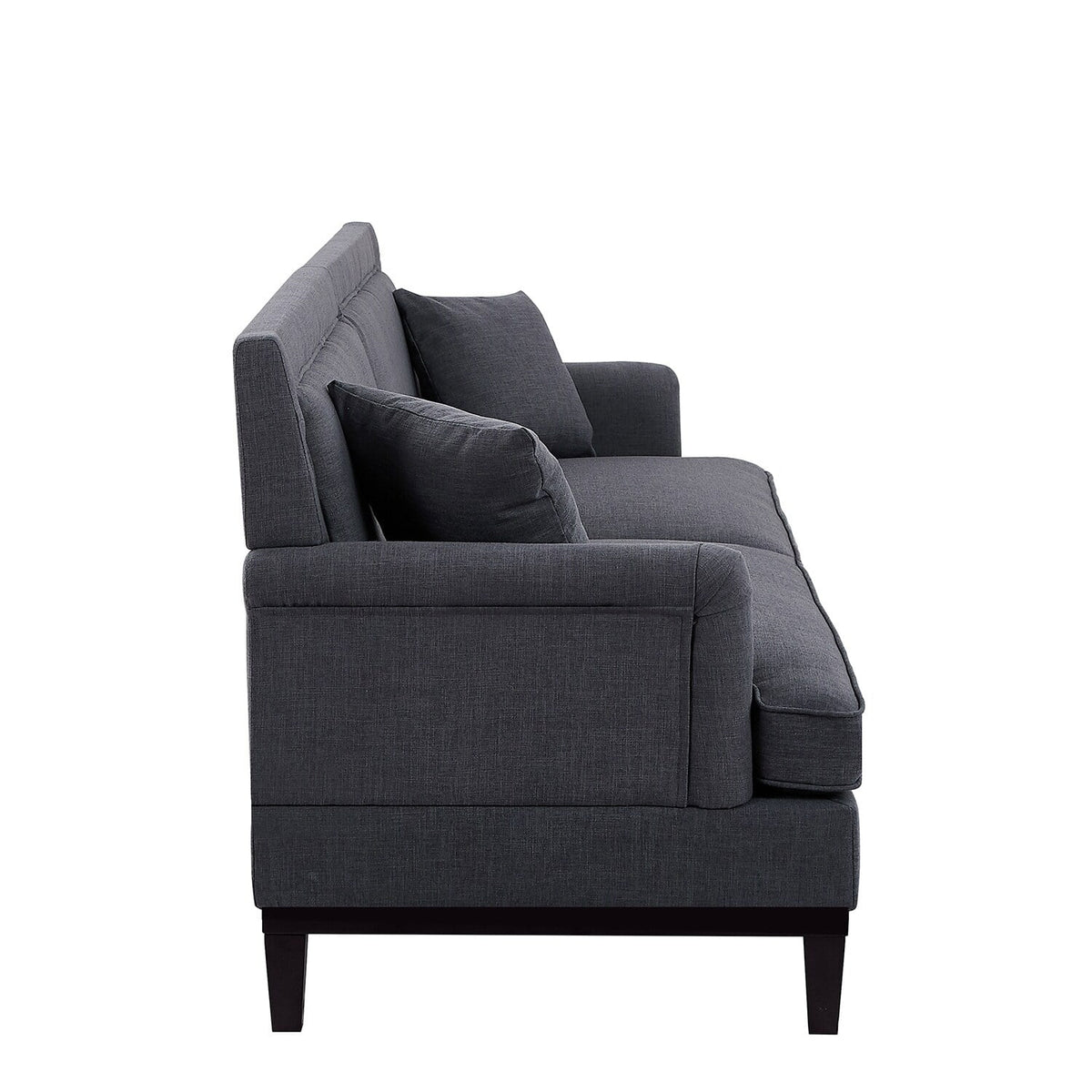 Grey Upholstered Sofa with Wooden Legs S676
