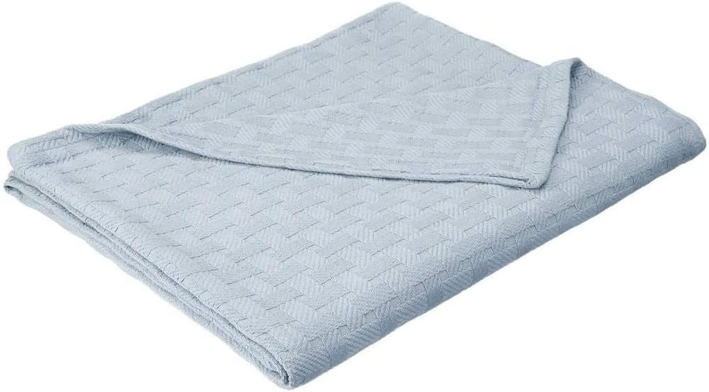 Light Blue Basket Weave Blanket Z34633