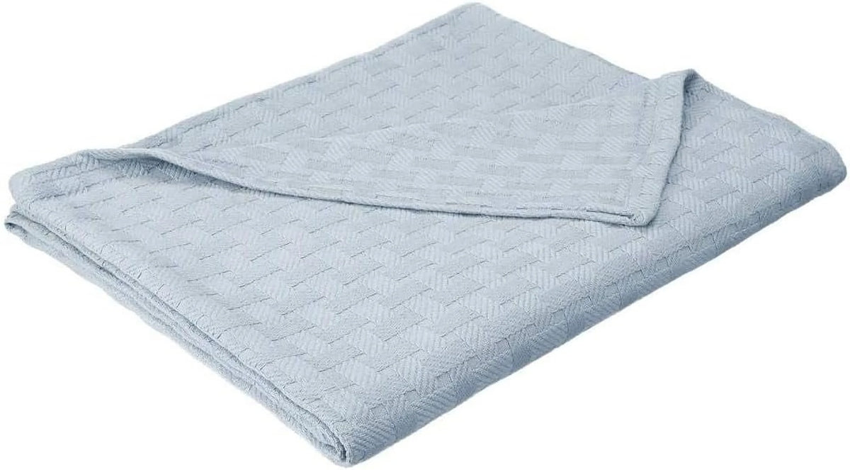 Light Blue Basket Weave Blanket Z34633