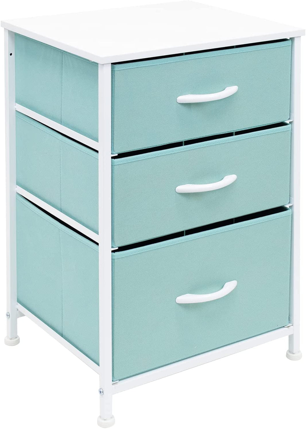 3 Drawer Fabric Nightstand with Steel Frame and Wood Top R7875