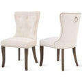 Beige Tufted Velvet Upholstered Wingback Chair Z43272