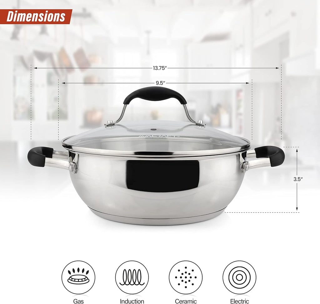 18/10 Stainless Steel 11 Inch Everyday Pan with Glass Lid L3949