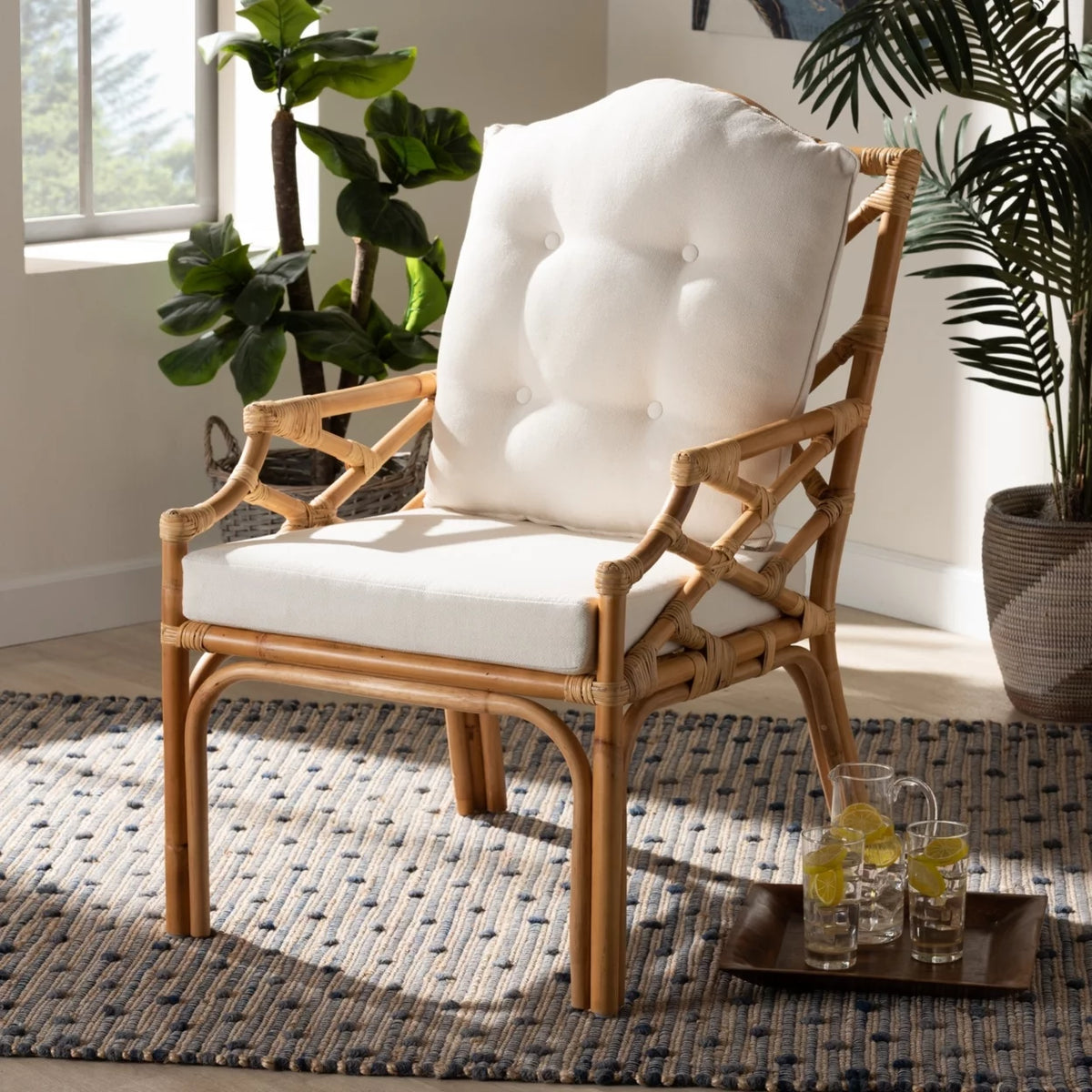 Natural Finished Rattan Armchair Y9942