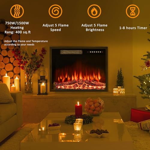 White Fireplace TV Stand with Electric Fireplace V21461