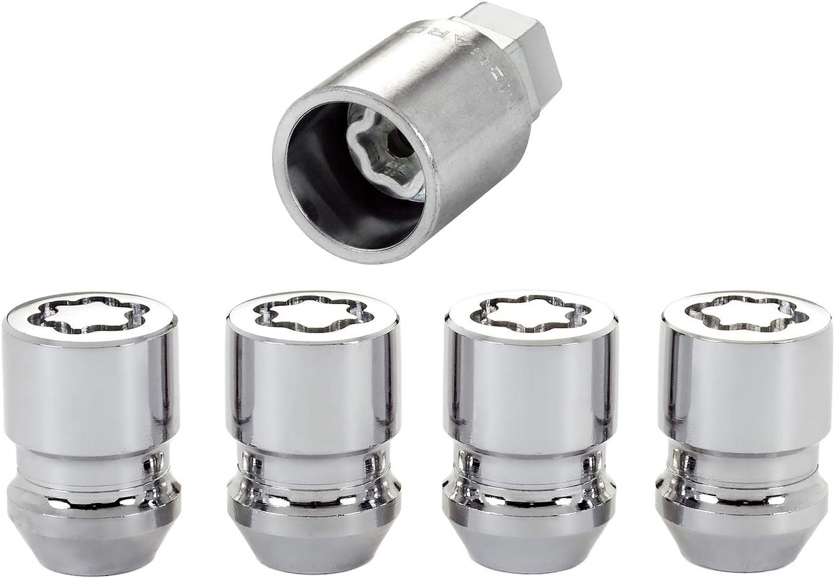 Chrome Cone Seat Wheel Locks (M12 x 1.25 Thread Size) - 4 Locks / 1 Key L228