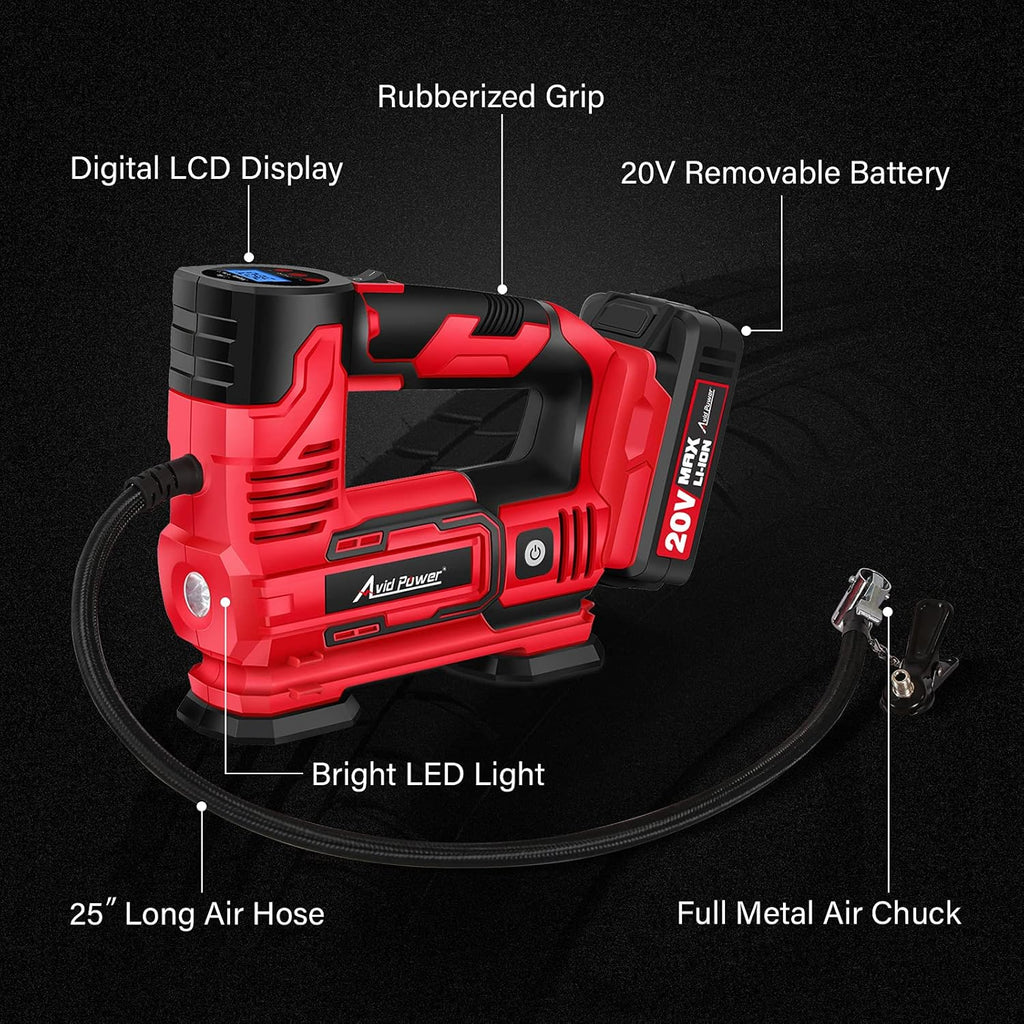 20V Cordless Portable Air Compressor Tire Inflator 150PSI Q3676