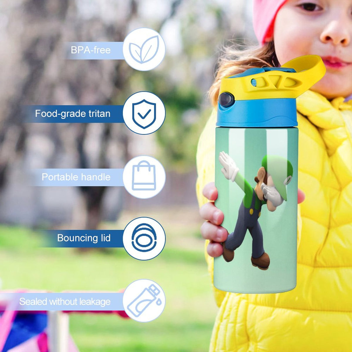 Insulated Stainless Steel Water Bottle with Straw O161666