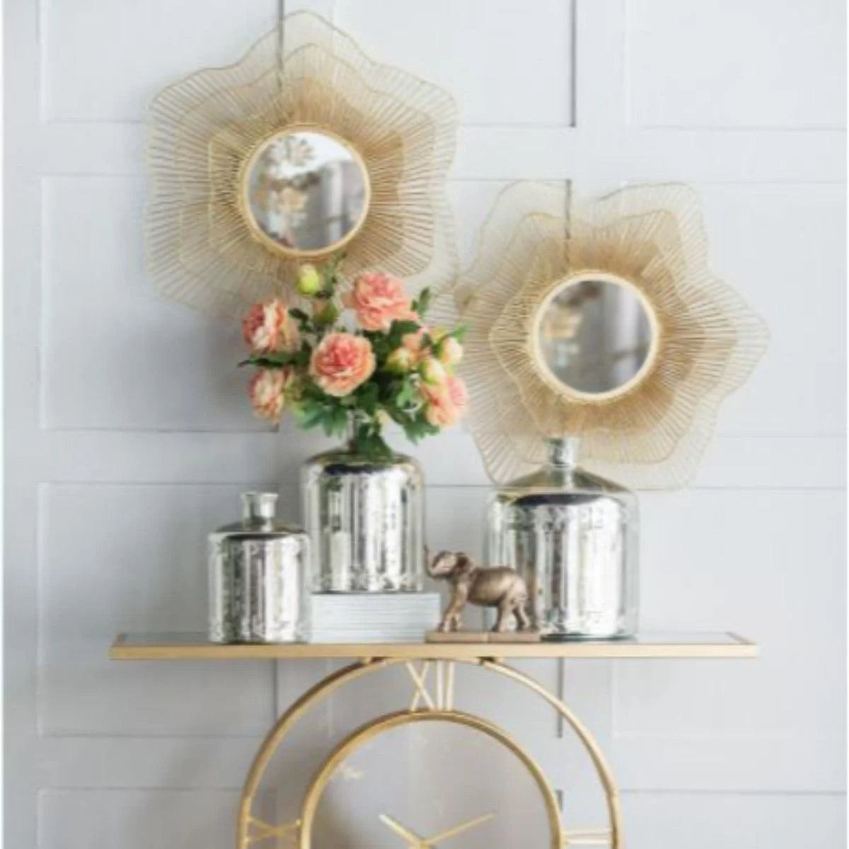 27" Brown Starburst Framed Wall Mirror U68136