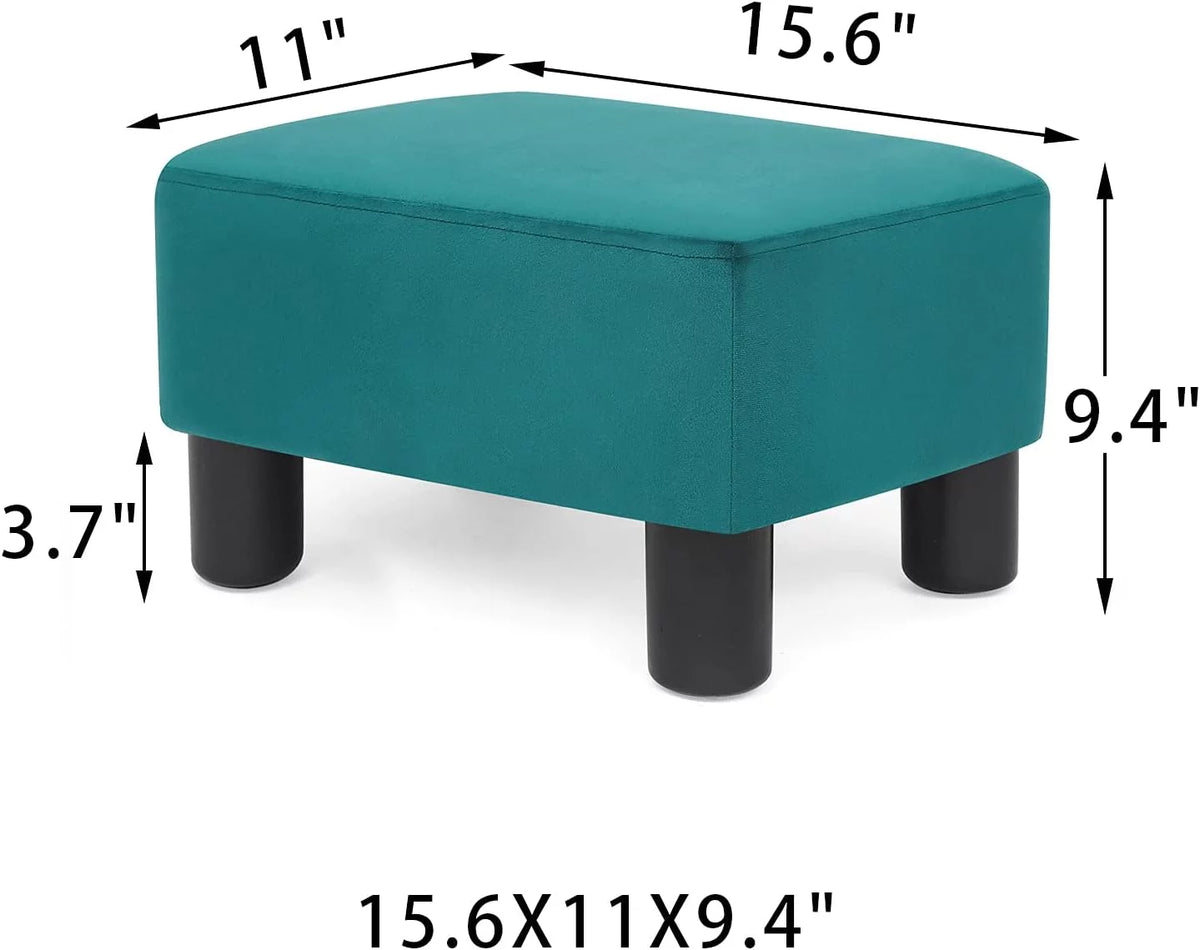 Blue Small Rectangular Fabric Ottoman F292
