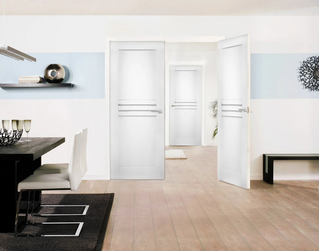 White Solid Wood Double Closet Doors X125