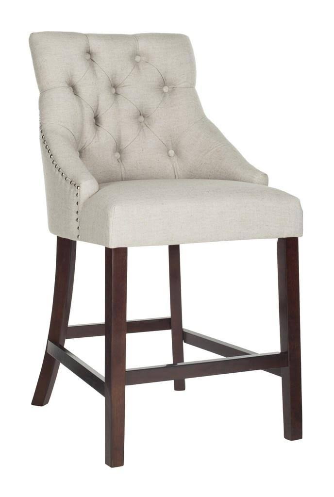 Light Grey Tufted Wing Back Counter Stool H21246