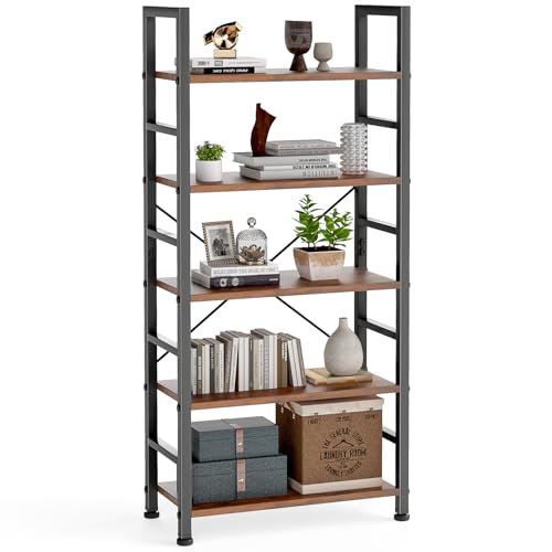 5 Tier Black Bookcase Set of 2 C880