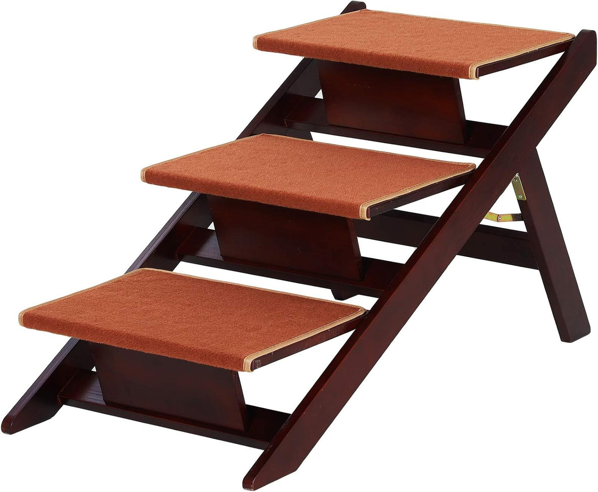 Wooden 2-in-1 Portable Folding Pet Stairs/Ramp I266897